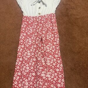 Floral Red and White Kids Bodysuit